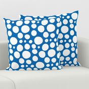 Cute Hand Drawn Poka Dot Circles BLUE and WHITE