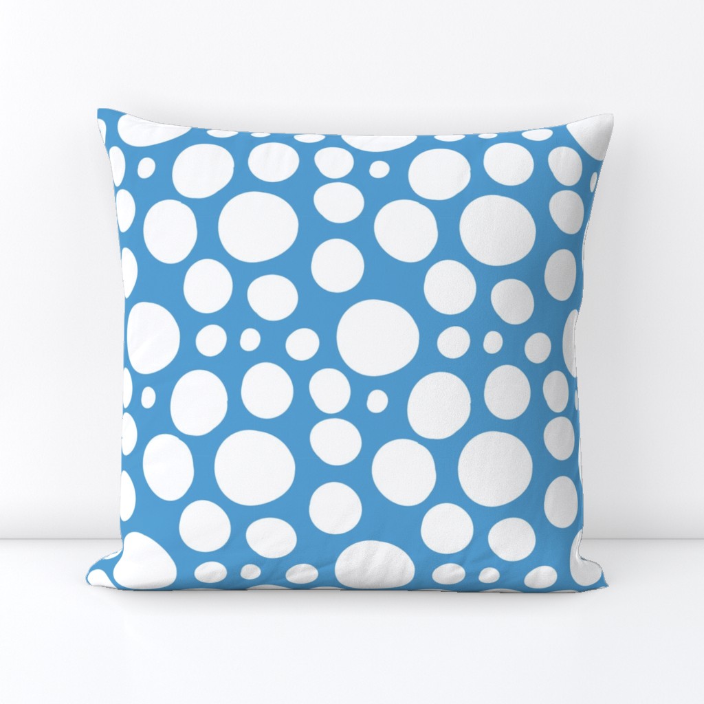 Cute Hand Drawn Poka Dot Circles BLUE and WHITE