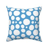 Cute Hand Drawn Poka Dot Circles BLUE and WHITE