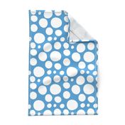 Cute Hand Drawn Poka Dot Circles BLUE and WHITE