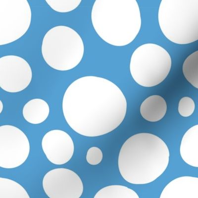 Cute Hand Drawn Poka Dot Circles BLUE and WHITE