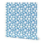 Cute Hand Drawn Poka Dot Circles BLUE and WHITE