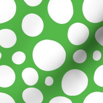 Cute Hand Drawn Poka Dot Circles GREEN and WHITE