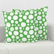 Cute Hand Drawn Poka Dot Circles GREEN and WHITE