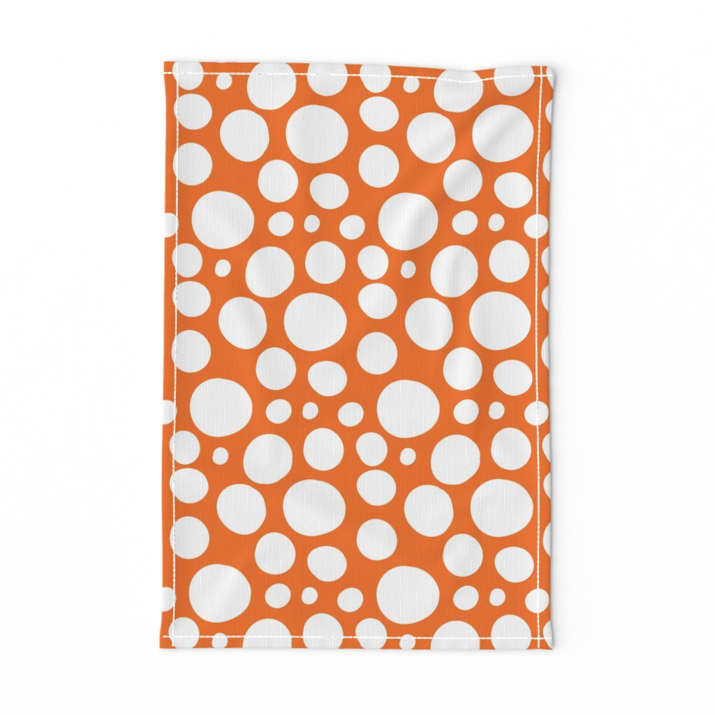 Cute Hand Drawn Poka Dot Circles ORANGE and WHITE