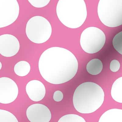 Cute Hand Drawn Poka Dot Circles PINK and WHITE