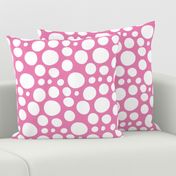 Cute Hand Drawn Poka Dot Circles PINK and WHITE