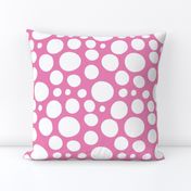 Cute Hand Drawn Poka Dot Circles PINK and WHITE