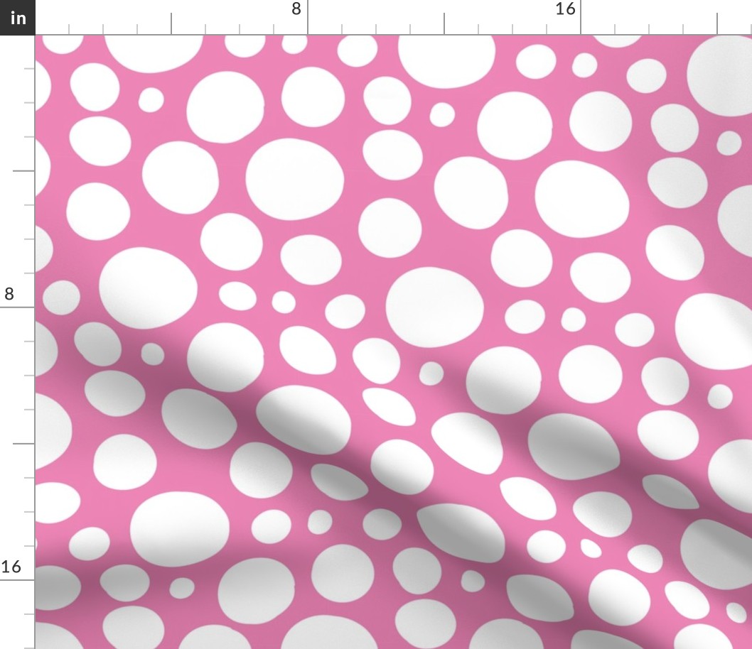 Cute Hand Drawn Poka Dot Circles PINK and WHITE