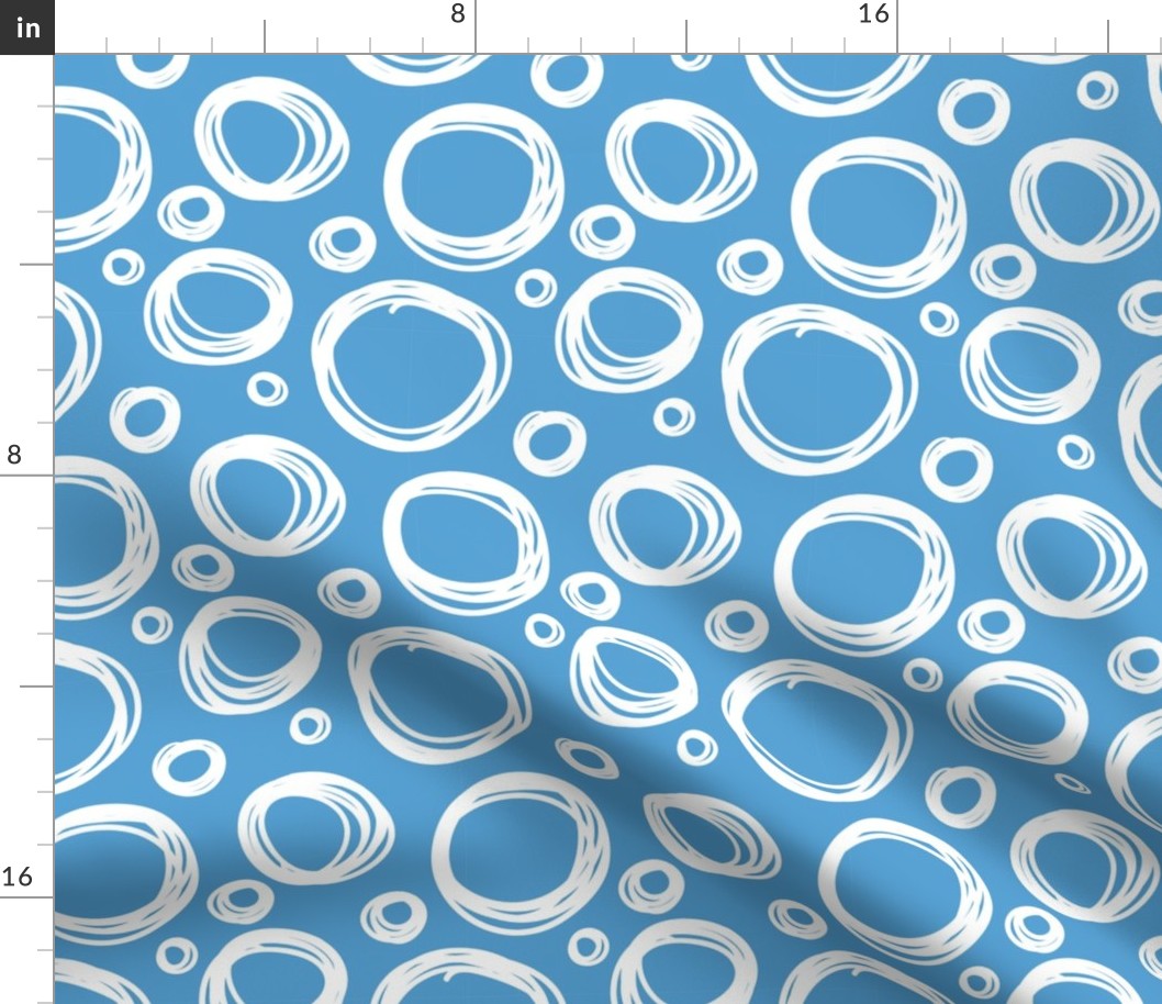 Cute Hand Drawn Poka Dot Circles BLUE and WHITE