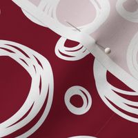 Cute Hand Drawn Poka Dot Circles GARNET and WHITE