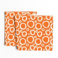 Cute Hand Drawn Poka Dot Circles ORANGE and WHITE