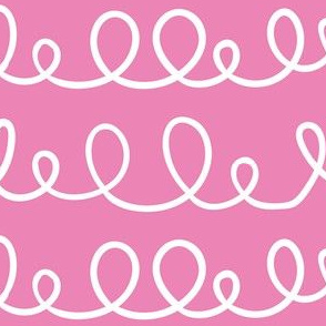  Cute Curly Q Stripes PINK and WHITE