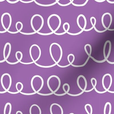 Cute Curly Q Stripes PURPLE and WHITE