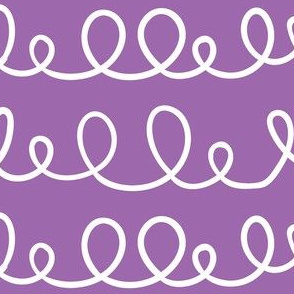Cute Curly Q Stripes PURPLE and WHITE