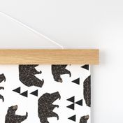 geometric bear // white trendy minimal cool scandinavian kids designs for trendy kids black and white design with triangles 