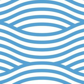 Carolina Blue and White Wave Asian Stripes