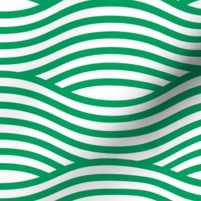 Green and White Wave Asian Stripes