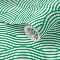 Green and White Wave Asian Stripes