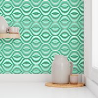 Green and White Wave Asian Stripes