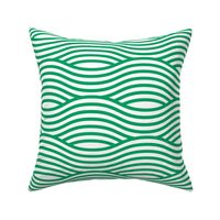 Green and White Wave Asian Stripes