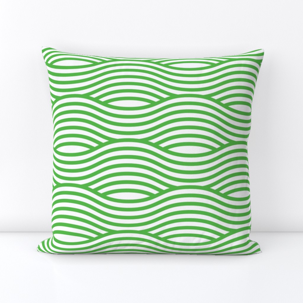 Green and White Wave Asian Stripes