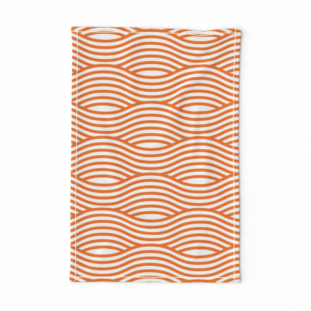 Orange and White Wave Asian Stripes