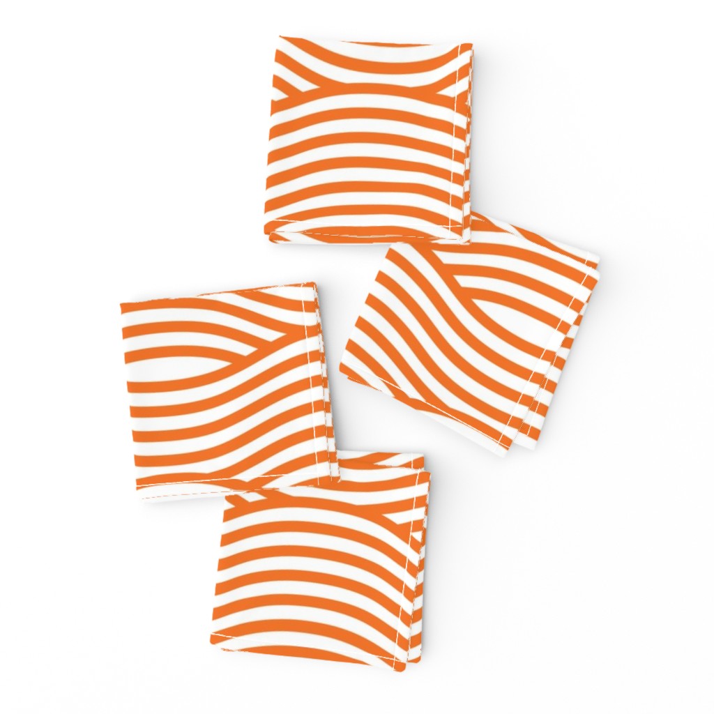 Orange and White Wave Asian Stripes