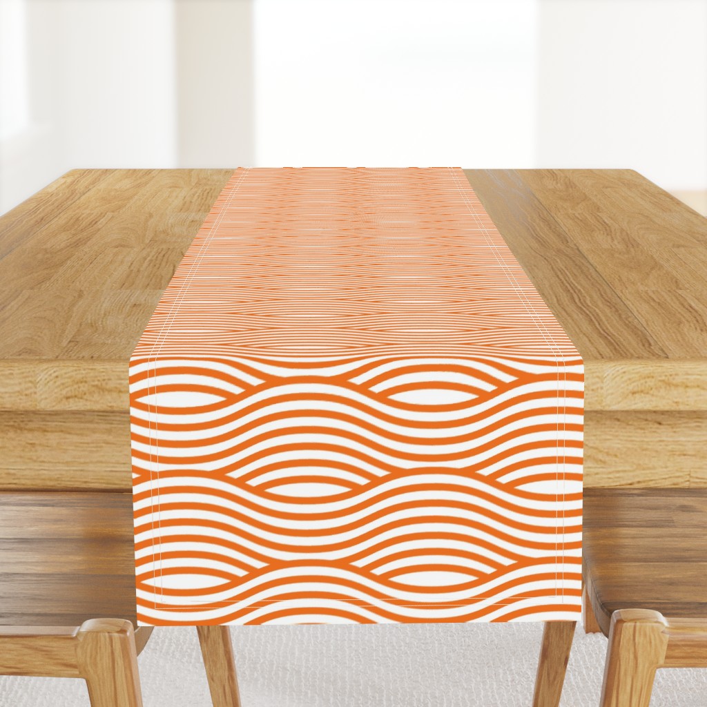 Orange and White Wave Asian Stripes