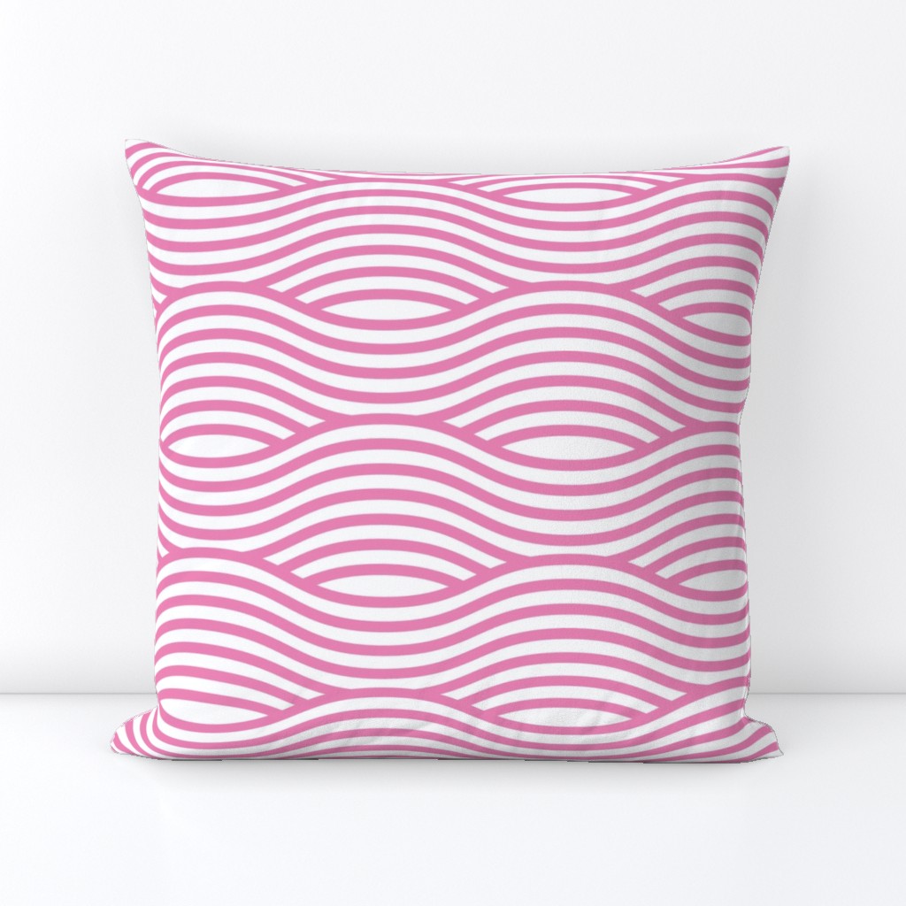 Pink and White Wave Asian Stripes