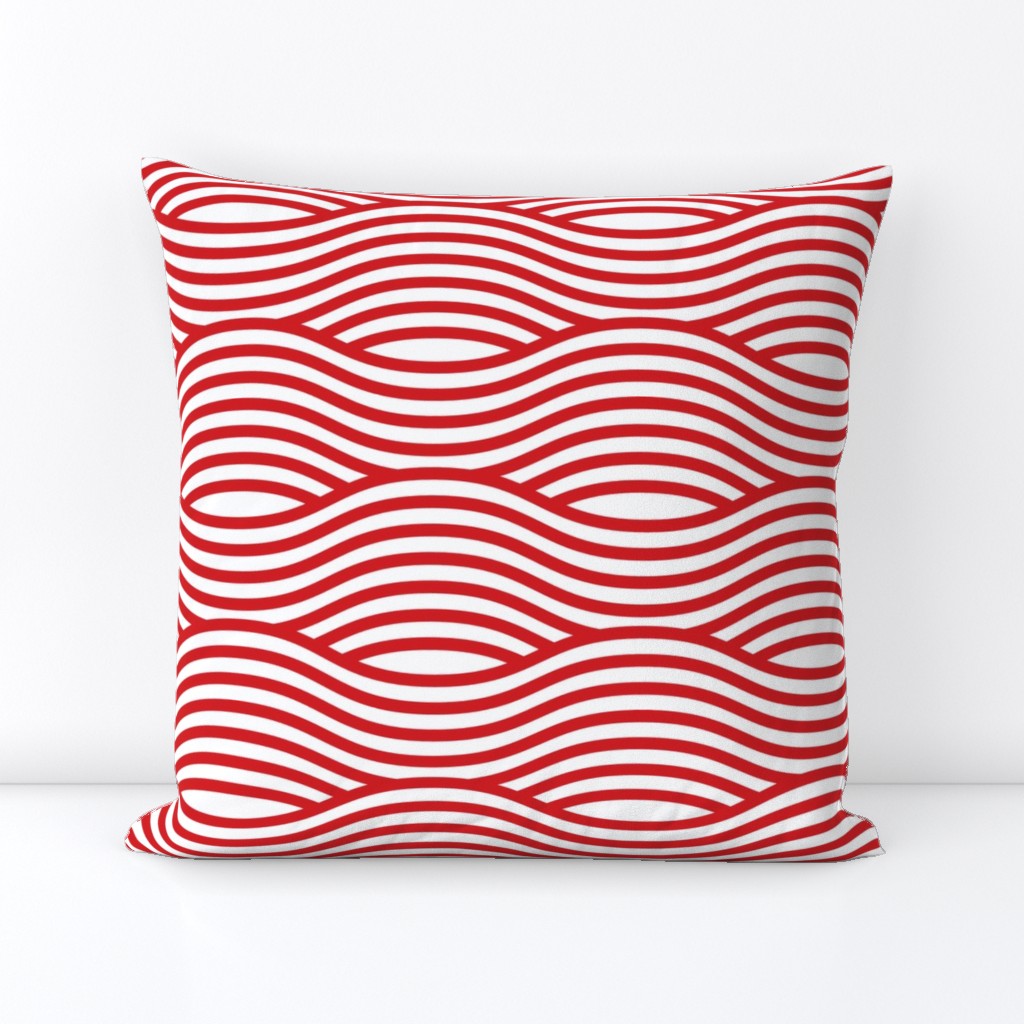 Red and White Wave Asian Stripes