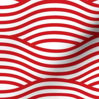 Red and White Wave Asian Stripes