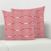 Red and White Wave Asian Stripes