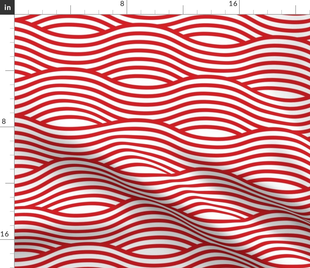 Red and White Wave Asian Stripes