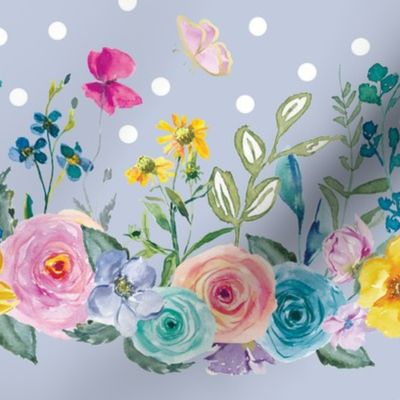 Colorful Watercolor Garden Border 12"