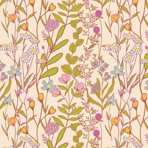 Wildflowers Retro, peachy pink