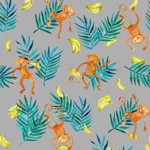 Tropical Monkey Banana Bonanza on grey