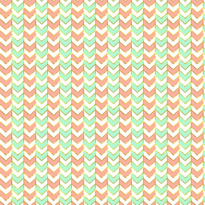 Half Scale Gilded Herringbone in Shades of Mint and Light Coral
