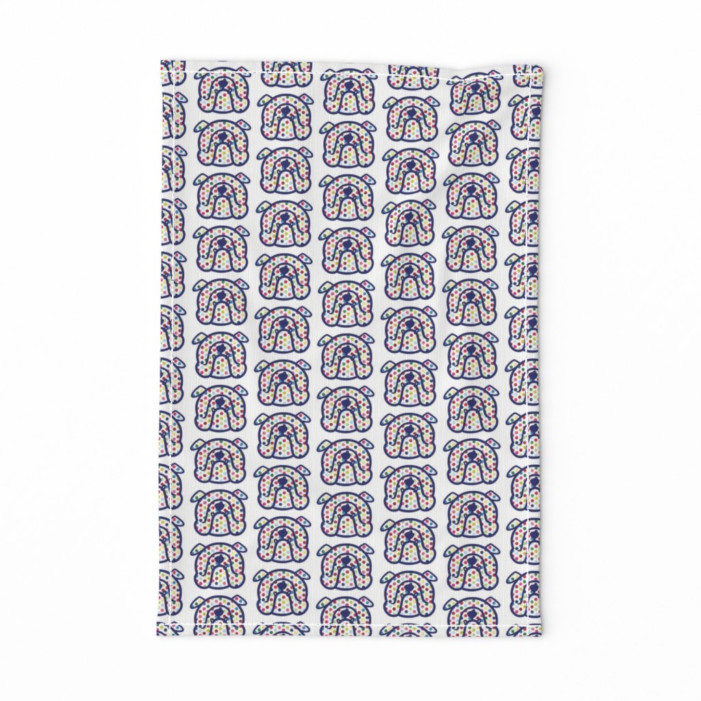 English Bulldog fabric with fun polka dots