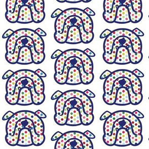 English Bulldog fabric with fun polka dots