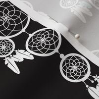 Dreamy dreamcatcher indian boho gypsy summer feathers design pastel black white and mint gender neutral