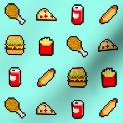 8-Bit Fast Food - Blue