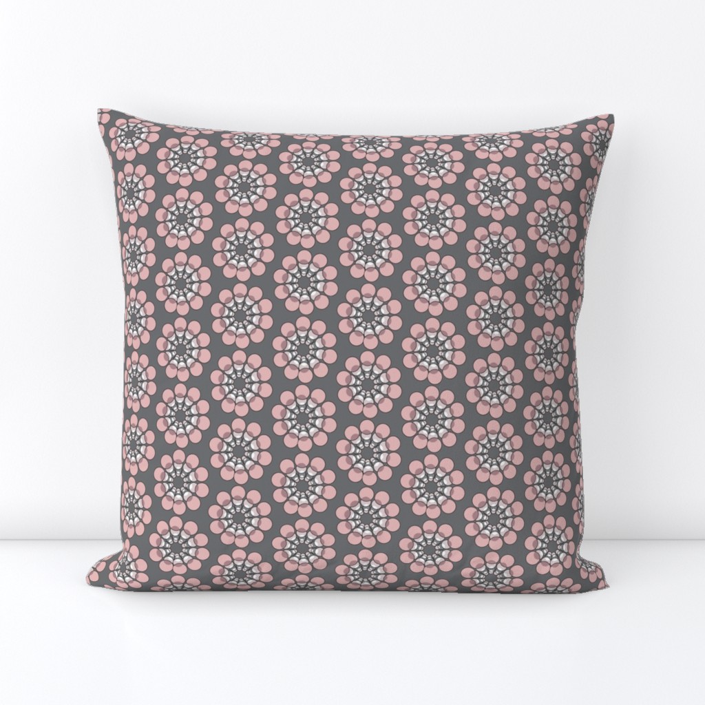 Retro Abstract Floral Grey Gray Pink || Mid-century Modern Flower Paris France  Mauve _Miss Chiff Designs