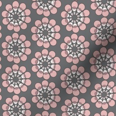 Retro Abstract Floral Grey Gray Pink || Mid-century Modern Flower Paris France  Mauve _Miss Chiff Designs