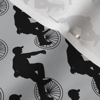 Unicycle Rider Silhouette || Novelty print Black Grey Gray Bicycle Sport _Miss Chiff Designs