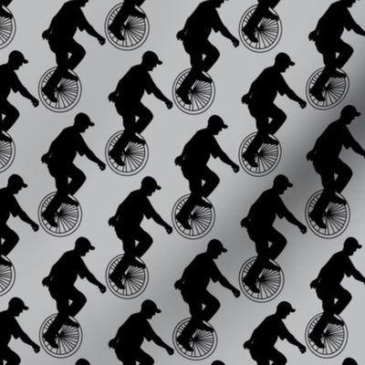 Unicycle Rider Silhouette || Novelty print Black Grey Gray Bicycle Sport _Miss Chiff Designs