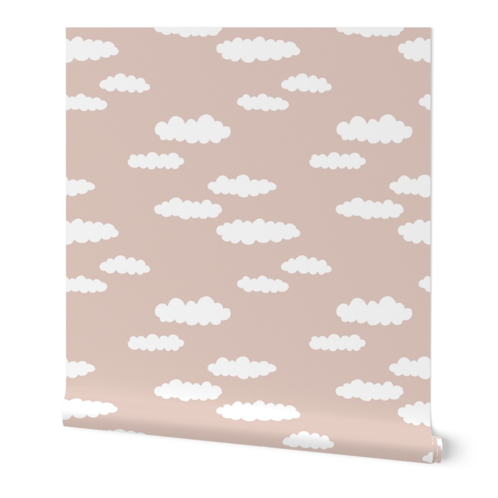 Dreams and clouds cool trendy scandinavian style hand drawn sky print gender neutral uni beige