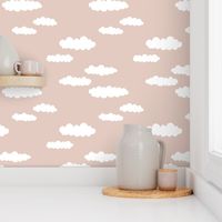 Dreams and clouds cool trendy scandinavian style hand drawn sky print gender neutral uni beige