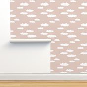 Dreams and clouds cool trendy scandinavian style hand drawn sky print gender neutral uni beige