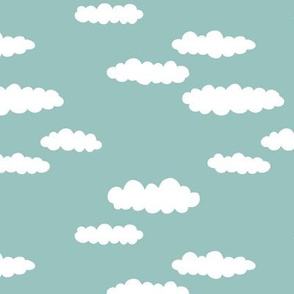 Dreams and clouds cool trendy scandinavian style hand drawn sky print blue